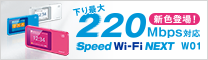 新色登場! 下り最大220Mbps対応 Speed Wi-Fi NEXT W01