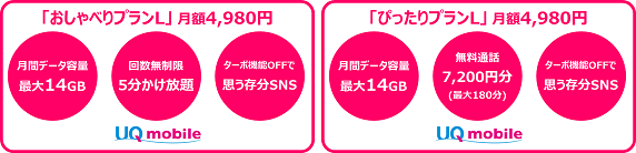 おしゃべりプラン」と「ぴったりプラン」に「L」プランを追加