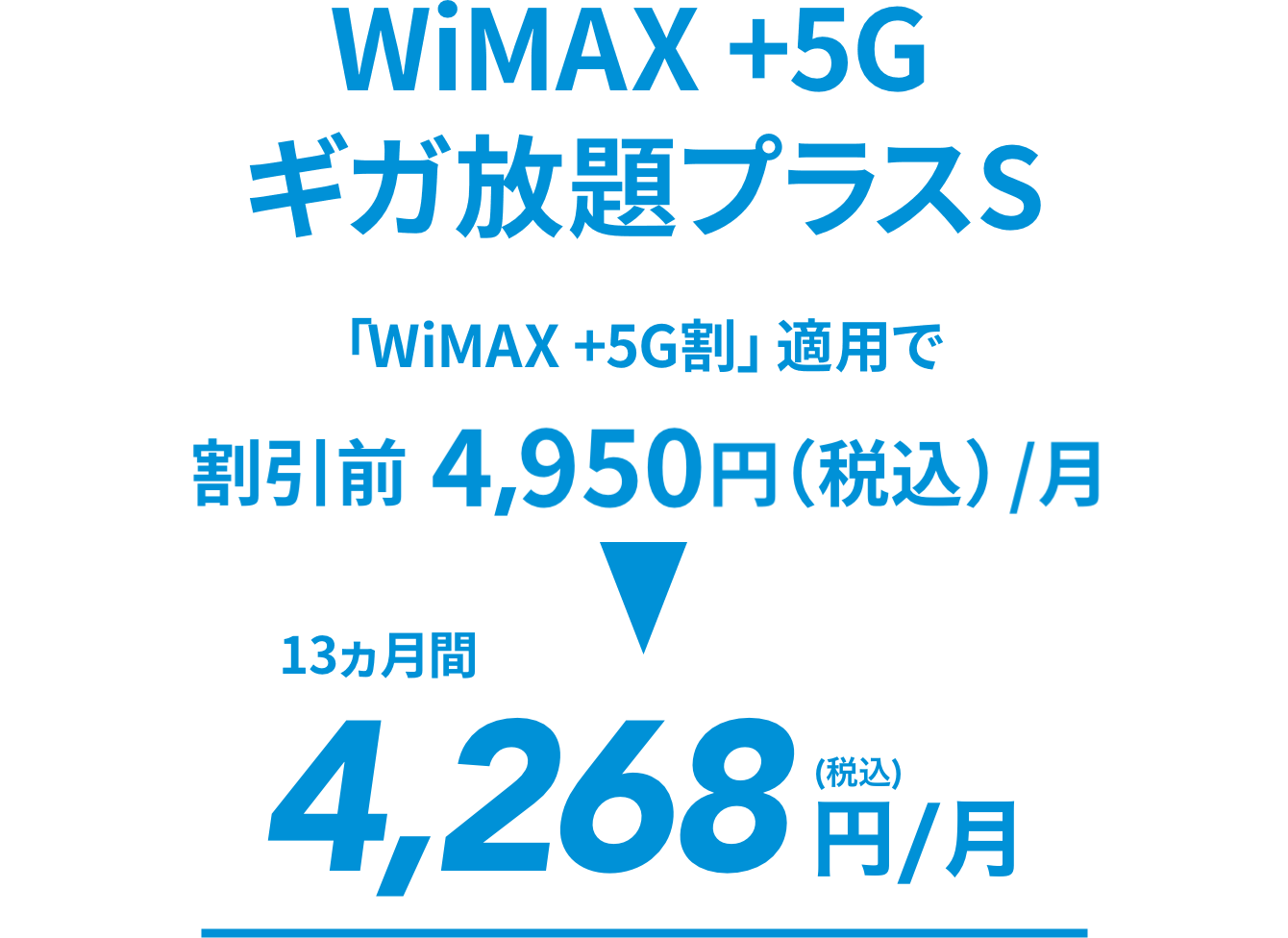 ギガ放題プラスモバイルルータープラン / ギガ放題プラスホームルータープラン 割引前4,950円（税込）/月 25カ月間 4,268円/月（税込）