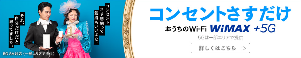 工事不要！今日から使えるおうちの高速Wi-Fi WiMAX+5G ※5Gは一部エリアで提供 条件等詳しくはこちら