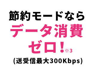 節約モードならデータ消費ゼロ！※3(送受信最大300Kbps)