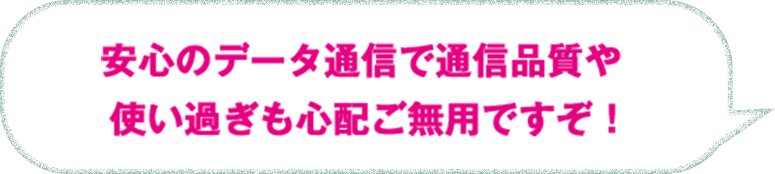 安心のデータ通信で通信品質や使い過ぎも心配ご無用ですぞ！