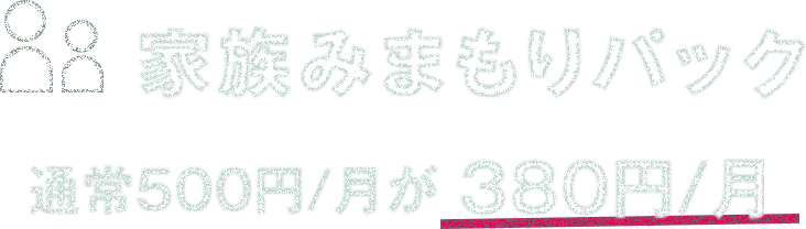 家族みまもりパック　通常500円/月が380円/月