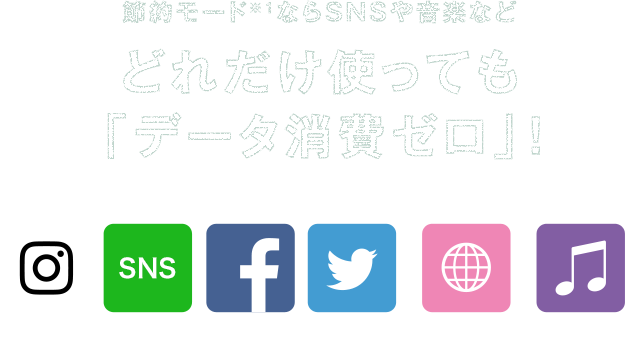 節約モード※1ならSNSや音楽などどれだけ使っても「データ消費ゼロ」！