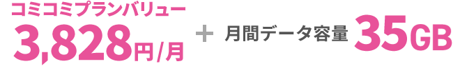 コミコミプランバリュー 3,828円/月+月間データ容量 35GB