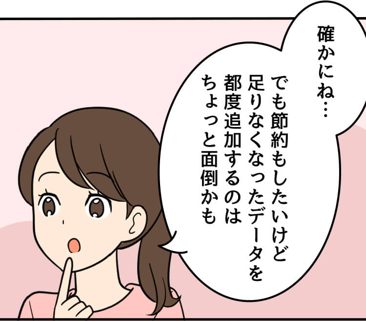 母：確かにね… でも節約もしたいけど足りなくなったデータを都度追加するのはちょっと面倒かも