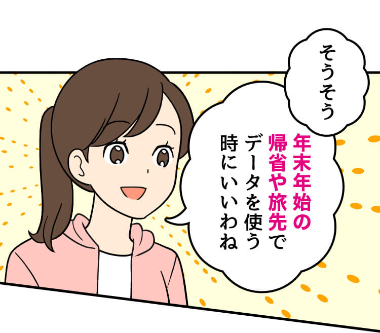 母： そうそう 年末年始の帰省や旅先でデータを使う時にいいわね