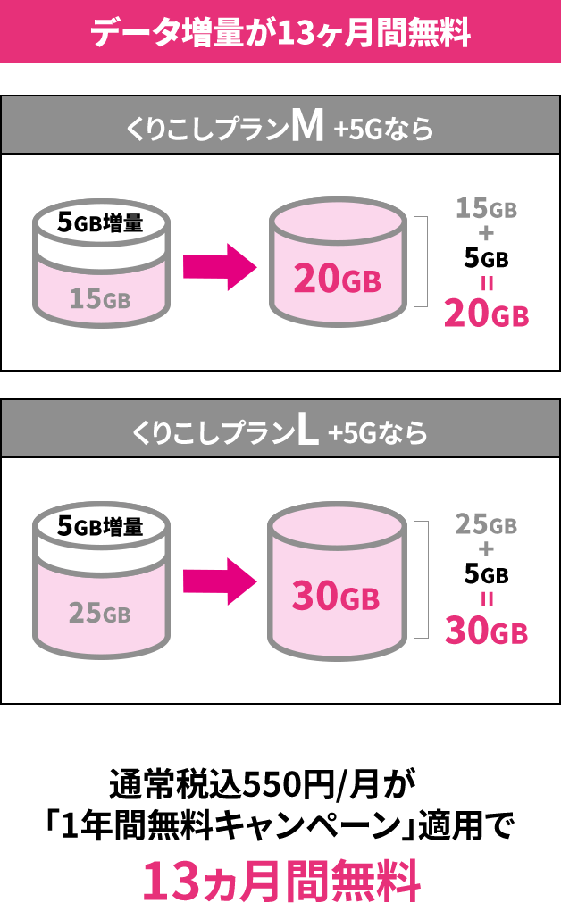 通常税込550円/月が「1年間無料キャンペーン」適用で13ヵ月間無料