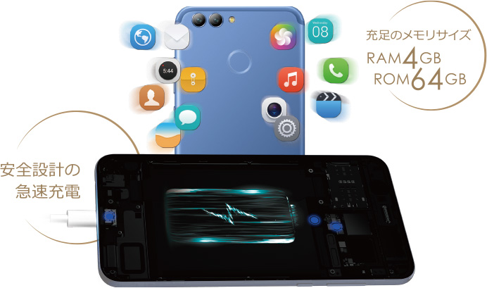 HUAWEI nova 2 UQ mobile ブルー ROM 64GB