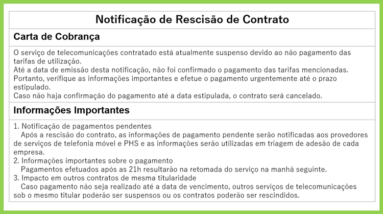 Boleto de Pagamento (Aviso de Rescisão de Contrato)