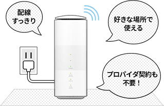 配線すっきり、好きな場所で使える、プロパイダ契約も不要!