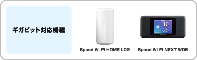 ギガビット対応機種　Speed Wi-Fi HOME L02 Speed Wi-Fi NEXT W06