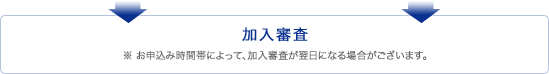 加入審査　※お申し込み時間帯によって、加入審査が翌日になる場合がございます。